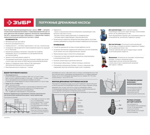 ЗУБР 550 Вт, дренажный насос для грязной воды, корпус - нерж. сталь, Профессионал (НПГ-Т3-550-С)
