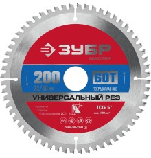 ЗУБР Универсальный рез, 200 x 32/30 мм, 60Т, пильный диск по алюминию (36916-200-32-60)