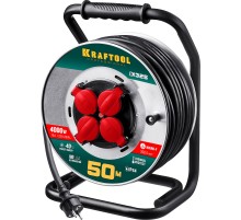 KRAFTOOL K-325, КГ, 3 х 2.5 мм2, 50 м, 4000 Вт, IP44, силовой удлинитель на стальной катушке (55086-50)
