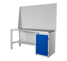 RUNTEC RTI17Z-TI0-NI-P17-P17-5005(7035) Верстак серии Industrial, 1700 мм, оцинк, тумба с дверью, экран 1000, синий (светло-серый) RAL 5005 (7035)