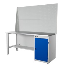 RUNTEC RTI17Z-TI0-NI-P17-P17-5005(7035) Верстак серии Industrial, 1700 мм, оцинк, тумба с дверью, экран 1000, синий (светло-серый) RAL 5005 (7035)