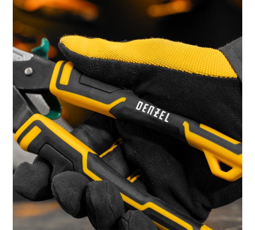 Ножницы по металлу, 270 мм, прямой и правый рез, сталь-СrMo, трехкомпонентные рукоятки Denzel