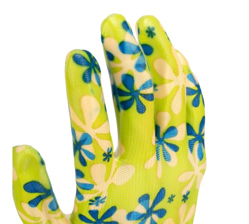 Перчатки садовые из полиэстера с нитрильным обливом, зеленые, M Palisad