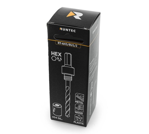 RUNTEC RT-AH3/8U1/2 Адаптер для биметаллических коронок RUNTEC 14-30 мм, HEX 9,5 мм - UNF 1/2" RUNTEC RT-AH3/8U1/2 Адаптер для биметаллических коронок RUNTEC 14-30 мм, HEX 9,5 мм - UNF 1/2"
