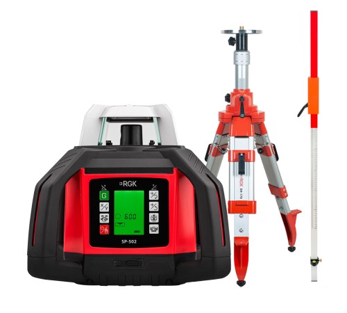 Комплект: ротационный нивелир RGK SP-502 + штатив RGK SH-170 рейка RGK LR-2