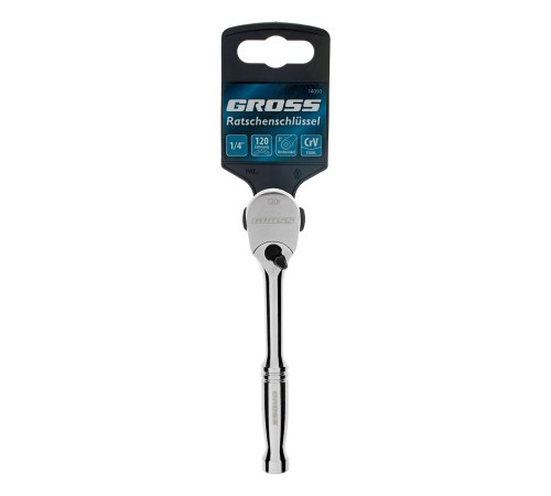 Ключ-трещотка 1/4", CrV, 120 зубьев, цельнометаллический, хром Gross Ключ-трещотка 1/4", CrV, 120 зубьев, цельнометаллический, хром Gross
