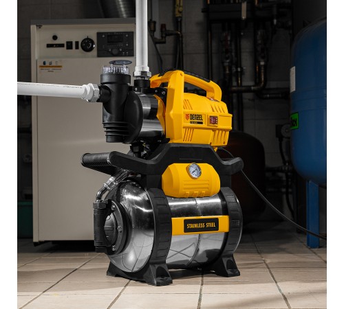 Насосная станция PSХ950X, Х-Pro, 950 Вт, 3300 л/ч, ресивер 24 л, подъем 38 м, нержавейка Denzel