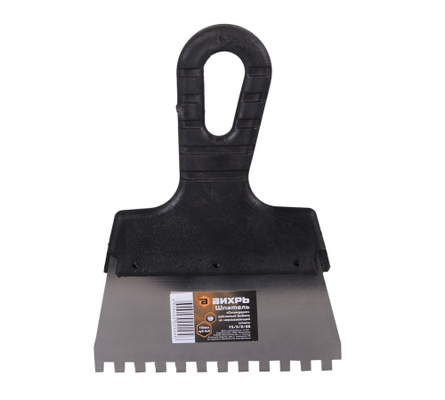 Шпатель ВИХРЬ 6х6 мм, зубчатый, нержавейка, пластик, 150мм