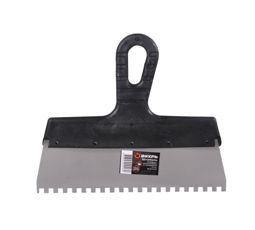 Шпатель ВИХРЬ 6х6 мм, зубчатый, нержавейка, пластик, 250мм Шпатель ВИХРЬ 6х6 мм, зубчатый, нержавейка, пластик, 250мм