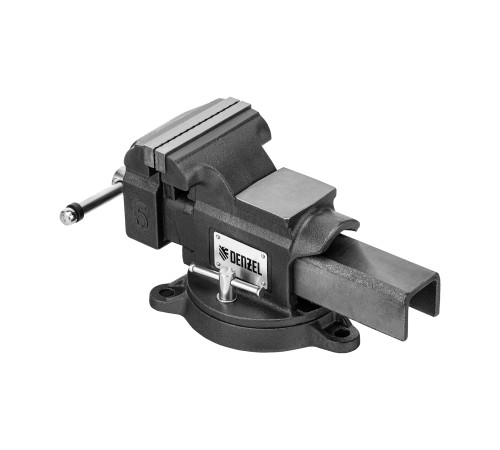 Тиски слесарные BVH-125, 125 мм, поворотные, стальная направляющая, с наковальней //Denzel