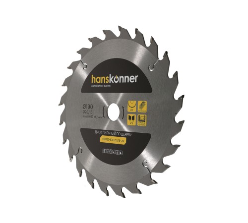 Диск пильный Hanskonner H9022-190-20/16-24 Диск пильный Hanskonner H9022-190-20/16-24
