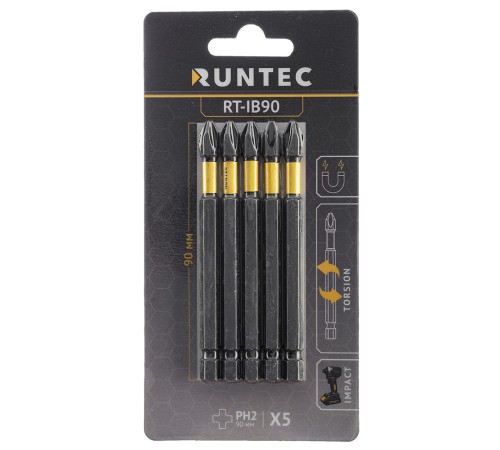RUNTEC RT-IB90 Бита ударная RUNTEC H6.35 90мм PH2 5шт. RUNTEC RT-IB90 Бита ударная RUNTEC H6.35 90мм PH2 5шт.