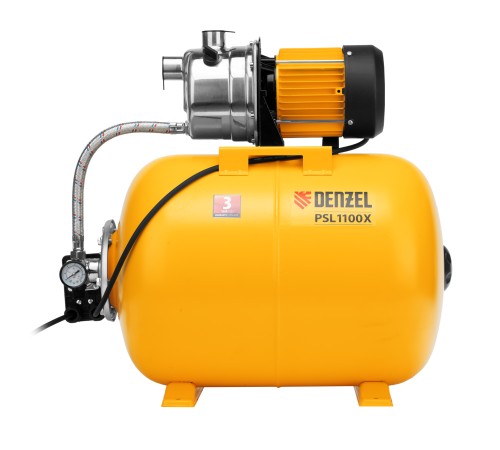 Насосная станция PSL1100X, 1100 Вт, 3600 л/ч, ресивер 50 л, подъем 45 м, нержавейка Denzel Насосная станция PSL1100X, 1100 Вт, 3600 л/ч, ресивер 50 л, подъем 45 м, нержавейка Denzel