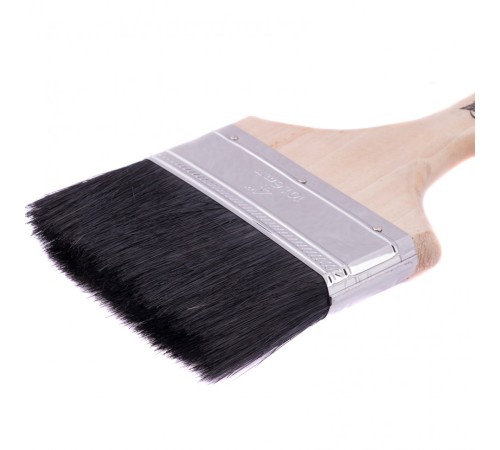 Кисть плоская, натуральная черная щетина, деревянная ручка 4
