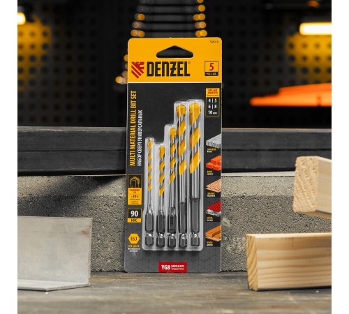 Набор сверл универсальных, Multi cut, 4-10 мм, 5 шт Denzel