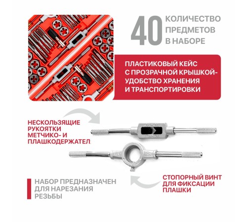 Набор для нарезания резьбы P.I.T. ASET09-0040