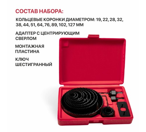 Набор кольцевых пил по дереву P.I.T. AWOD05-0015