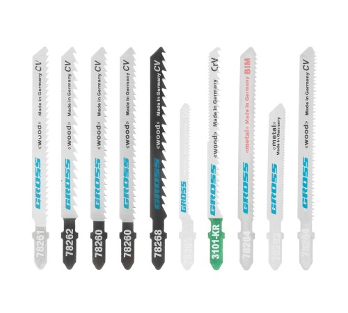 Набор полотен для электролобзика универсальный, 10 шт, Profi, пластиковый кейс Gross