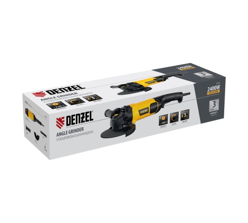 Углошлифовальная машина AGL230-2400, 2400 Вт, 230 мм, 6600 об/мин Denzel