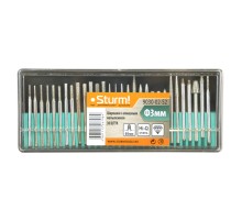 Набор шарошек, 30 шт, хвостовик 3мм, алмазное напыление, Sturm!