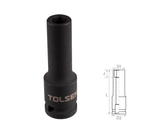 Головка торцевая ударная глубокая шестигранная 1/2", 10 мм TOLSEN TT18260 Головка торцевая ударная глубокая шестигранная 1/2", 10 мм TOLSEN TT18260