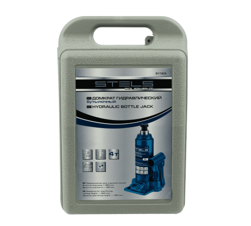 Домкрат гидравлический бутылочный, 4 т, H подъема 195-380 мм, в пластиковом кейсе Stels