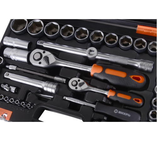 Набор инструментов, 1/2" , 1/4" , CrV, пластиковый кейс 94 предмета Вихрь