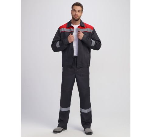 Костюм Легион Премиум-1 СОП CH (тк.Смесовая,240) брюки, т.серый/красный