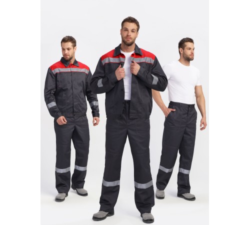 Костюм Легион Премиум-1 СОП CH (тк.Смесовая,240) брюки, т.серый/красный
