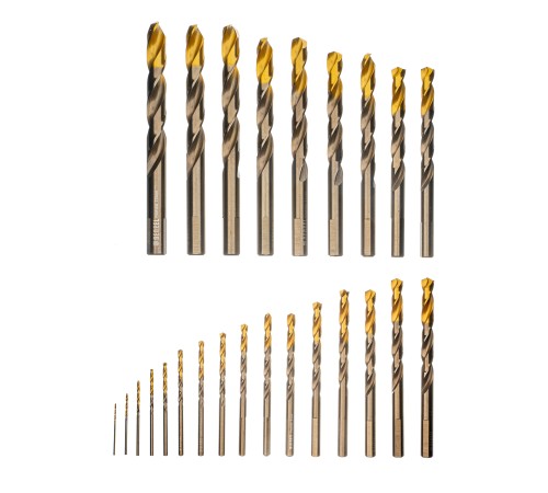 Набор сверл по металлу, 1-13 мм, Р6М5К8-TiN, Golden Tip, 25 шт Denzel