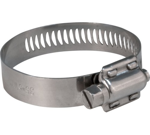 Хомут обжимной просечной, ширина 12,7 мм, нерж.сталь  65-89 мм ХВАТ