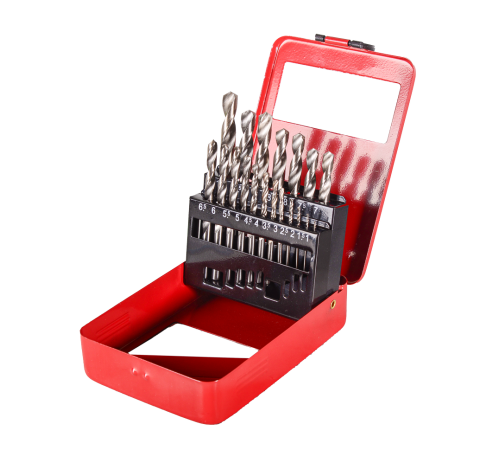 Набор сверл по металлу Вихрь, 1-10мм (через 0,5мм), HSS, 19шт., металл. коробка, цилиндрический хвостовик