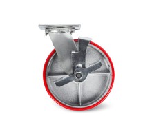 Колесо большегрузное поворотное SCpb 42 100 мм полиуретановое с тормозом (F)