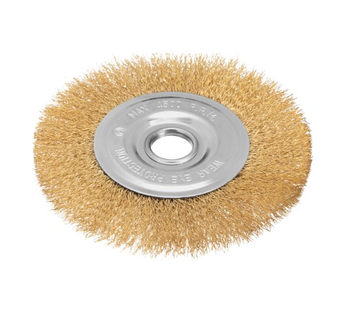 Щетка для УШМ, 150 мм, посадка 22.2 мм, плоская, латунированная витая проволока Matrix