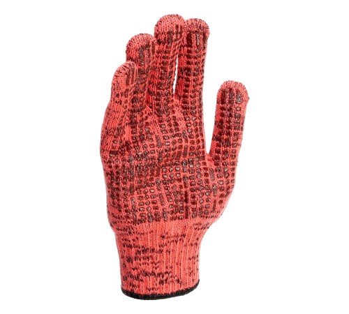 Перчатки трикотажные, акрил, усиленные, ПВХ-гель Протектор, цвет: коралл, 10 класс Сибртех