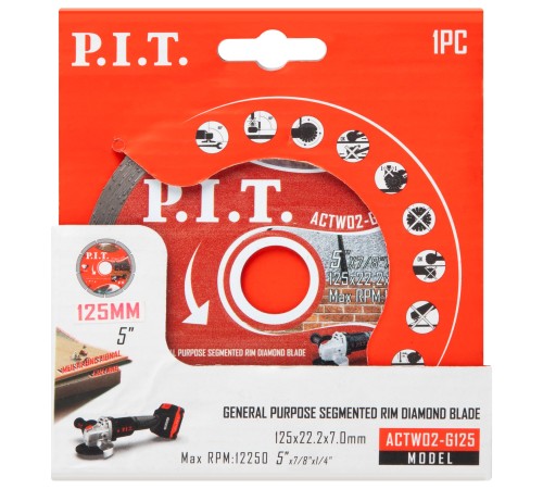 Диск алмазный отрезной сегментированный P.I.T. ACTW02-G125