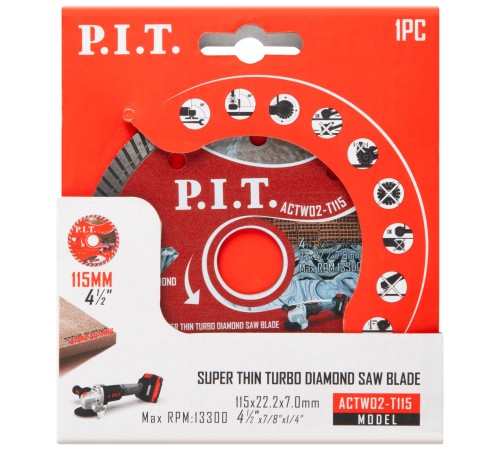 Диск алмазный отрезной Turbo P.I.T. ACTW02-T115