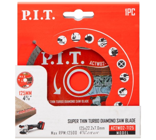 Диск алмазный отрезной Turbo P.I.T. ACTW02-T125