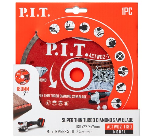 Диск алмазный отрезной Turbo P.I.T. ACTW02-T180