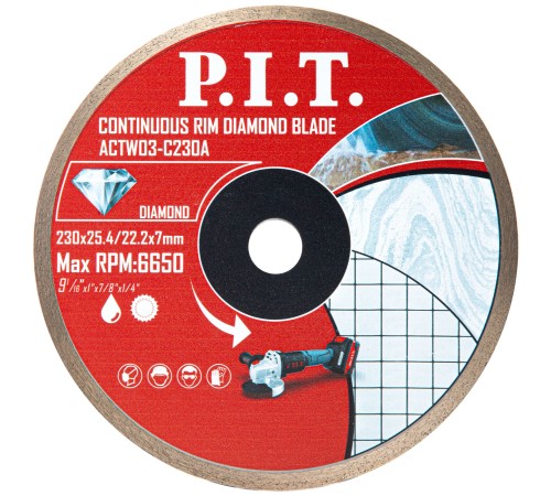 Диск алмазный отрезной сплошной P.I.T. ACTW03-C230A
