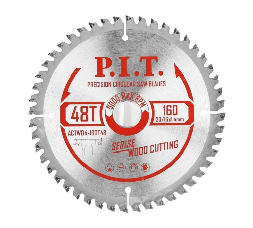 Диск пильный по дереву P.I.T. ACTW04-160T48