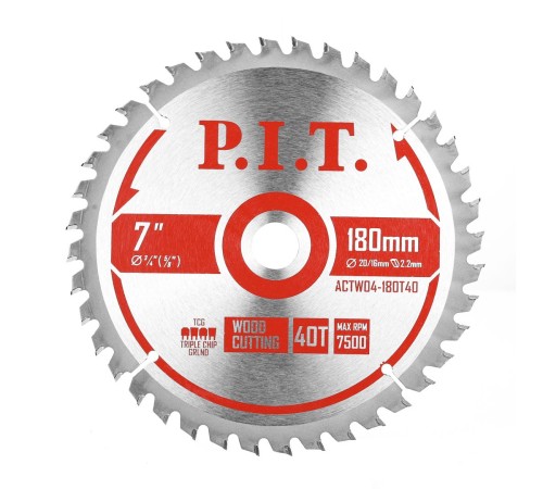 Диск пильный по дереву P.I.T. ACTW04-180T40