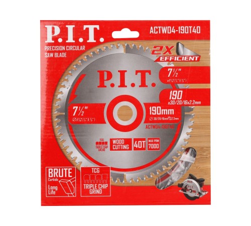 Диск пильный по дереву P.I.T. ACTW04-190T40