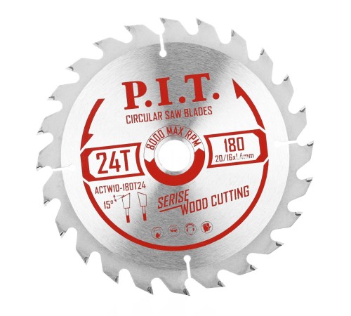 Диск пильный по дереву P.I.T. ACTW10-180T24
