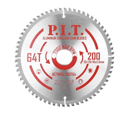Диск пильный по алюминию P.I.T. ACTW05-200T64