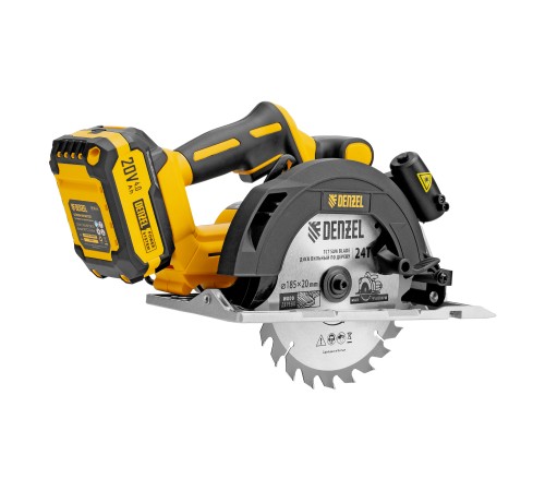 Пила циркулярная аккумуляторная бесщет. CCSH-BL-20-185, 185 мм, Li-Ion, 20 В// Denzel