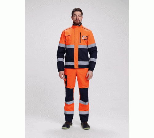 Костюм сигнальный PROFLINE Specialist-2 МВО (тк.Смесовая,240) п/к, оранжевый/т.синий