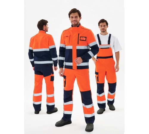 Костюм сигнальный PROFLINE Specialist-2 МВО (тк.Смесовая,240) п/к, оранжевый/т.синий