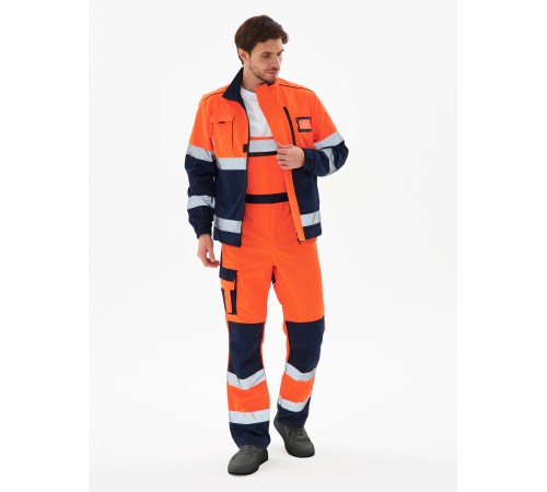 Костюм сигнальный PROFLINE Specialist-2 МВО (тк.Смесовая,240) п/к, оранжевый/т.синий