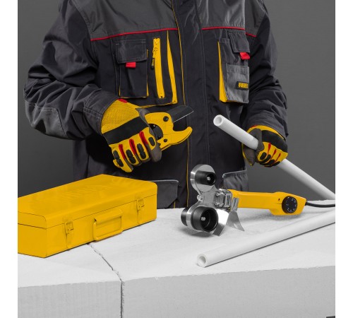 Аппарат для сварки пластиковых труб DWP-750, 750 Вт, 0-300 град, 4 насадки, 20-40 мм Denzel